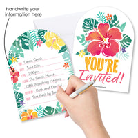 Hawaiian Luau Shaped Fill-In Invitations - 12 Ct