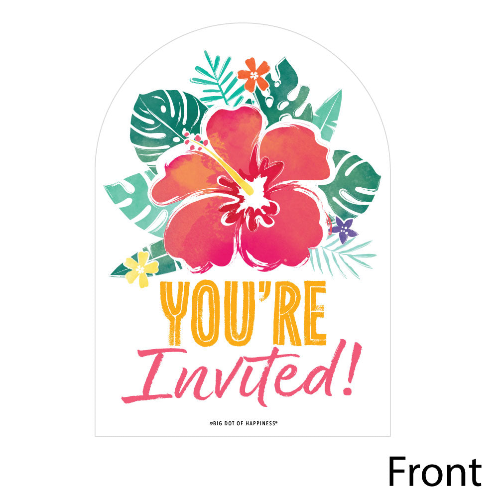 Hawaiian Luau Shaped Fill-In Invitations - 12 Ct