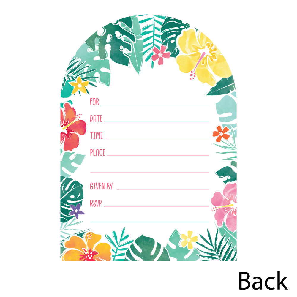 Hawaiian Luau Shaped Fill-In Invitations - 12 Ct