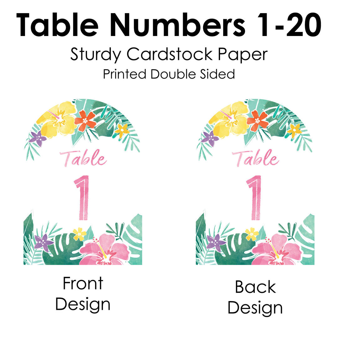 Hawaiian Luau Table Numbers - 20 Ct