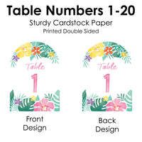 Hawaiian Luau Table Numbers - 20 Ct