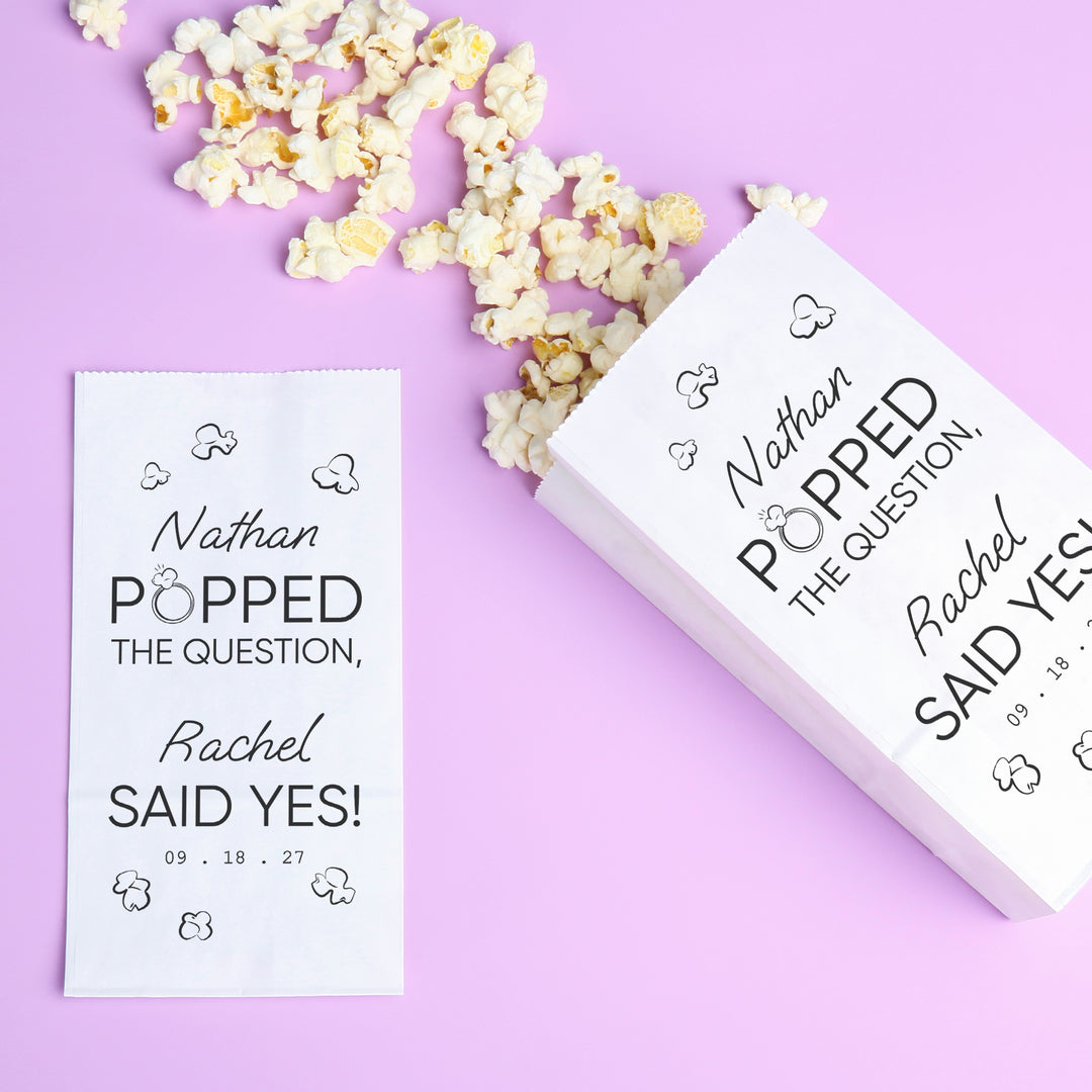 Custom Text Popcorn Bags - He Popped The Question