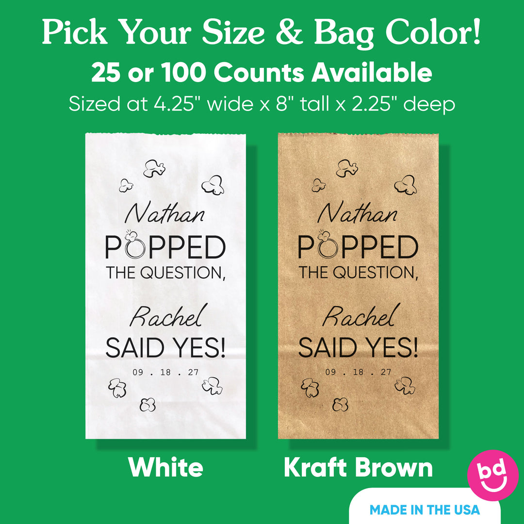 Custom Text Popcorn Bags - He Popped The Question