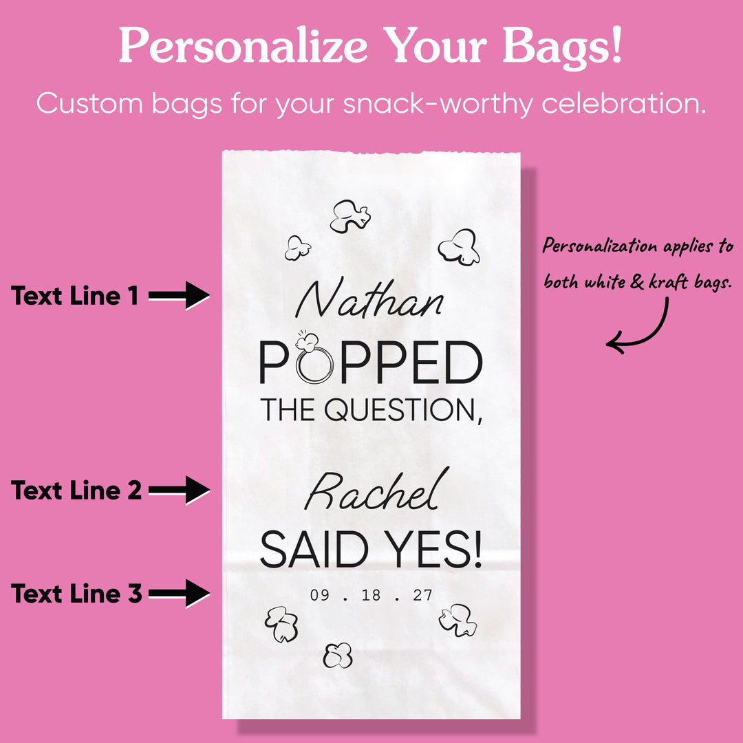 Custom Text Popcorn Bags - He Popped The Question