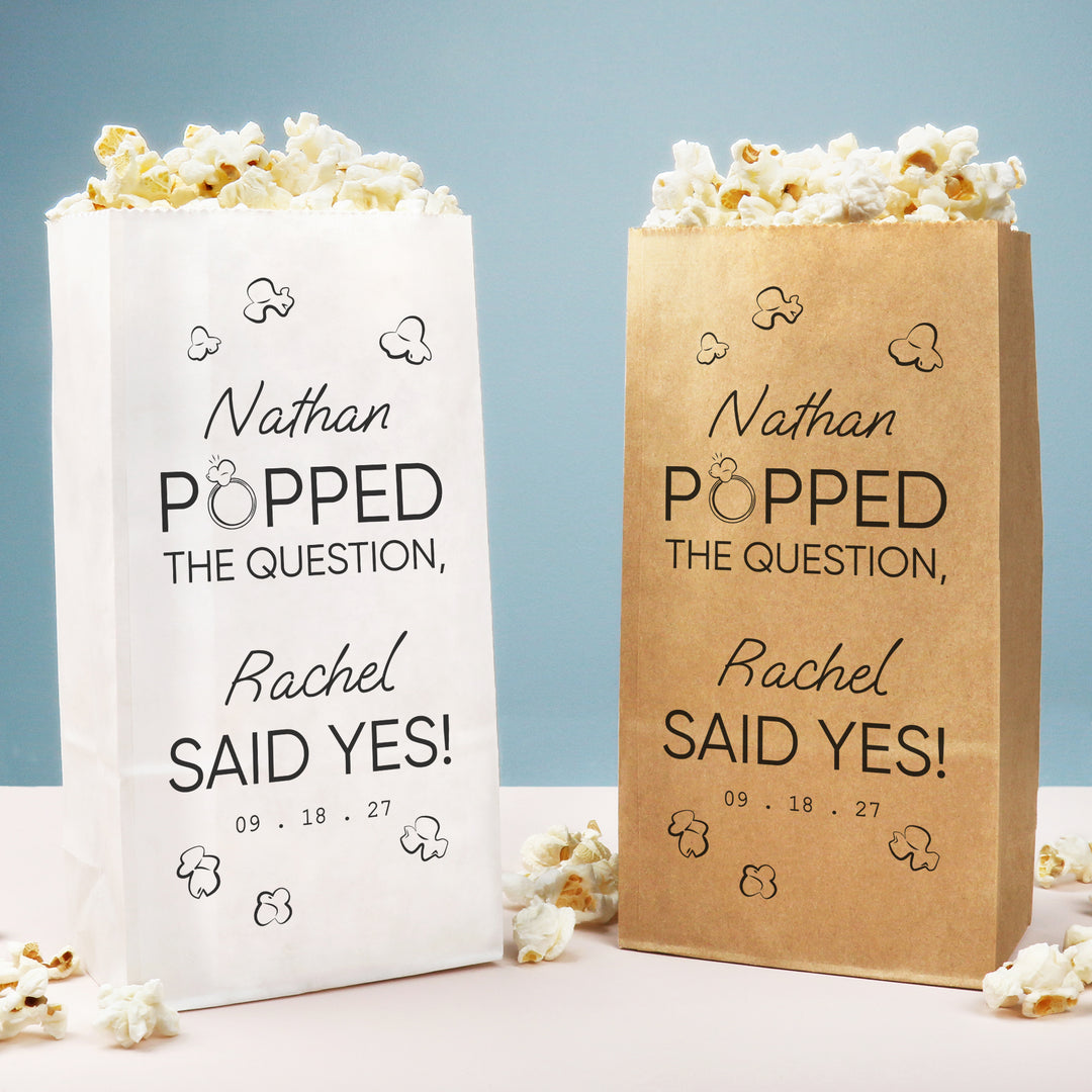 Custom Text Popcorn Bags - He Popped The Question