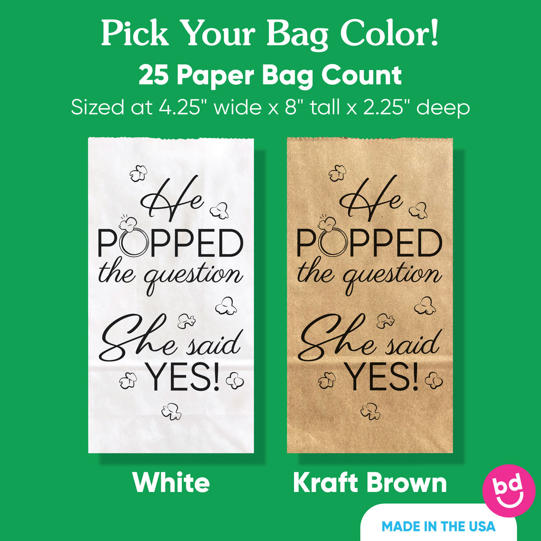 Popcorn Bags - He Popped The Question - 25 Ct
