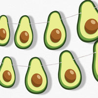 Hello Avocado garland banner with green avocado shapes