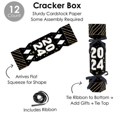 Hello New Year - No Snap 2024 NYE Party Table Favors - DIY Cracker Boxes - Set of 12