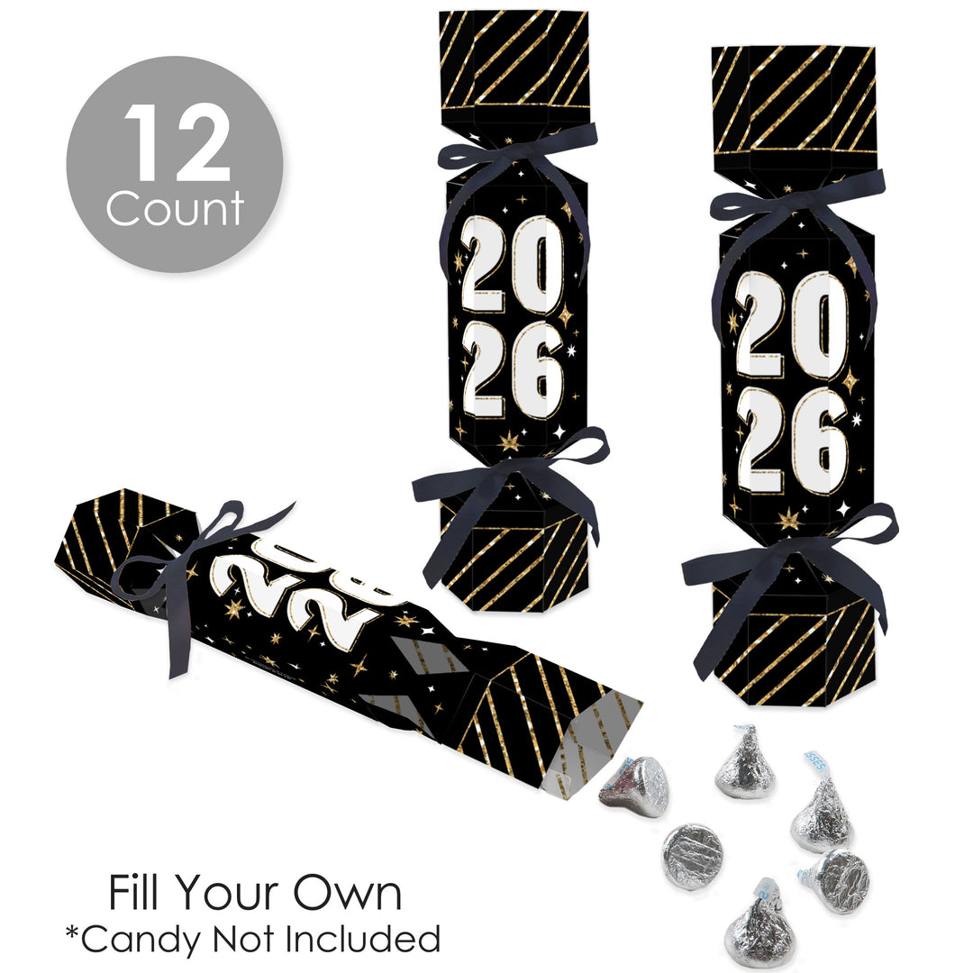 Hello New Year - No Snap 2026 NYE Party Table Favors - DIY Cracker Boxes - Set of 12