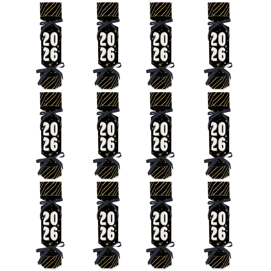 Hello New Year - No Snap 2026 NYE Party Table Favors - DIY Cracker Boxes - Set of 12