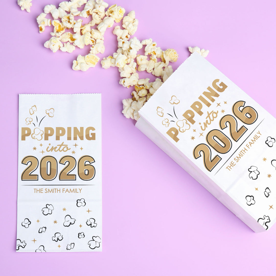 Custom Text Popcorn Bags - Hello New Year - 25 Ct