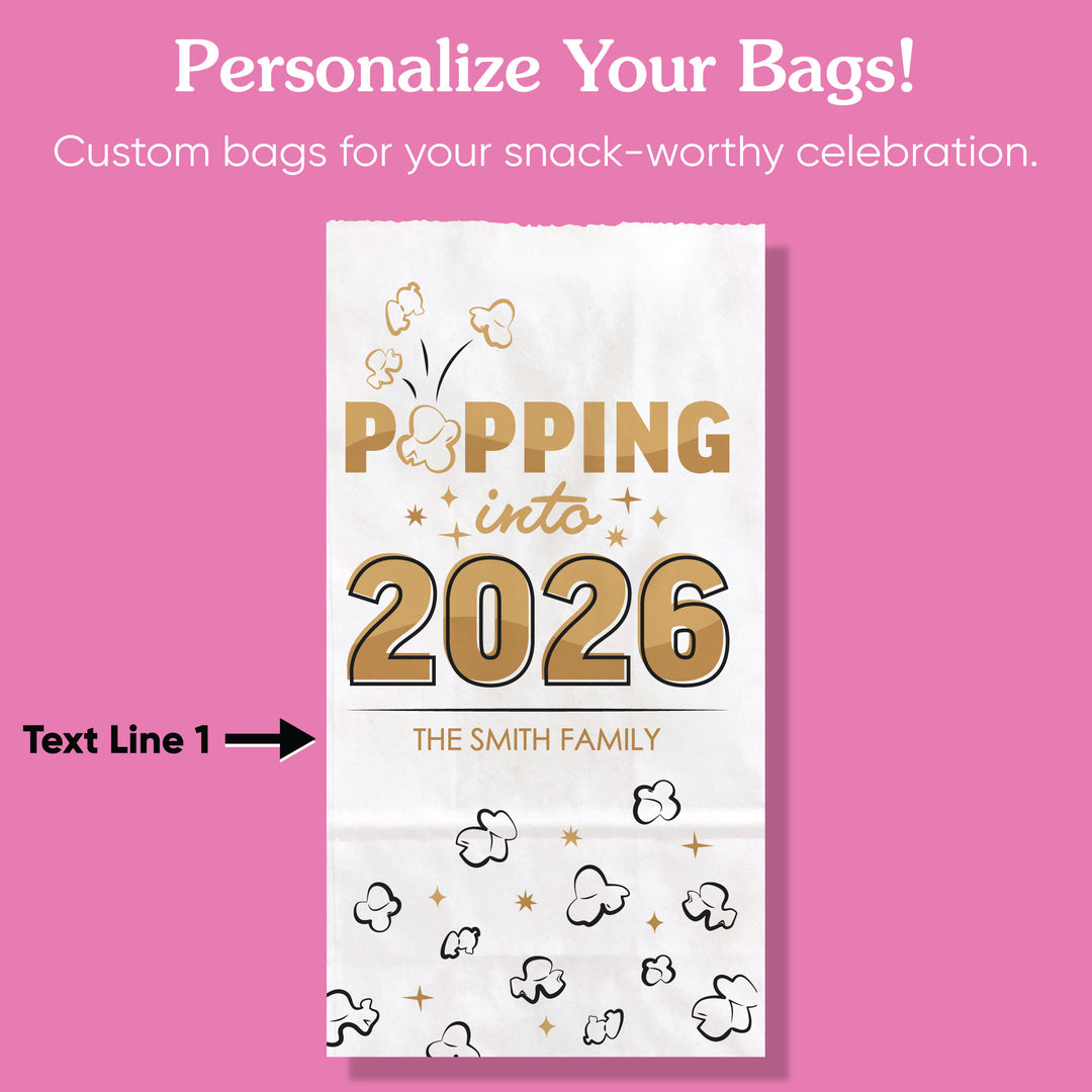Custom Text Popcorn Bags - Hello New Year - 25 Ct