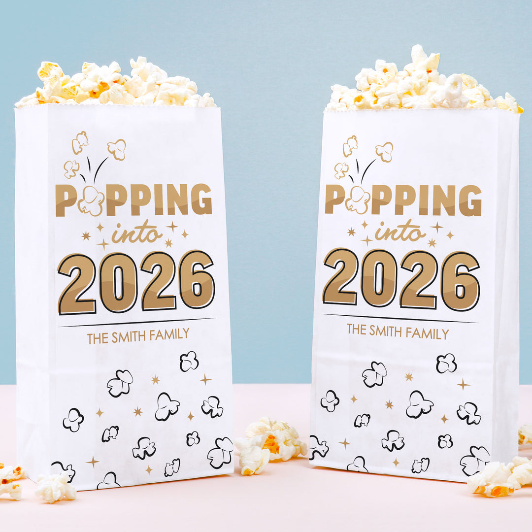 Custom Text Popcorn Bags - Hello New Year - 25 Ct