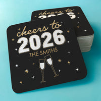 Custom Text Drink Coasters - Hello New Year - 25 Ct