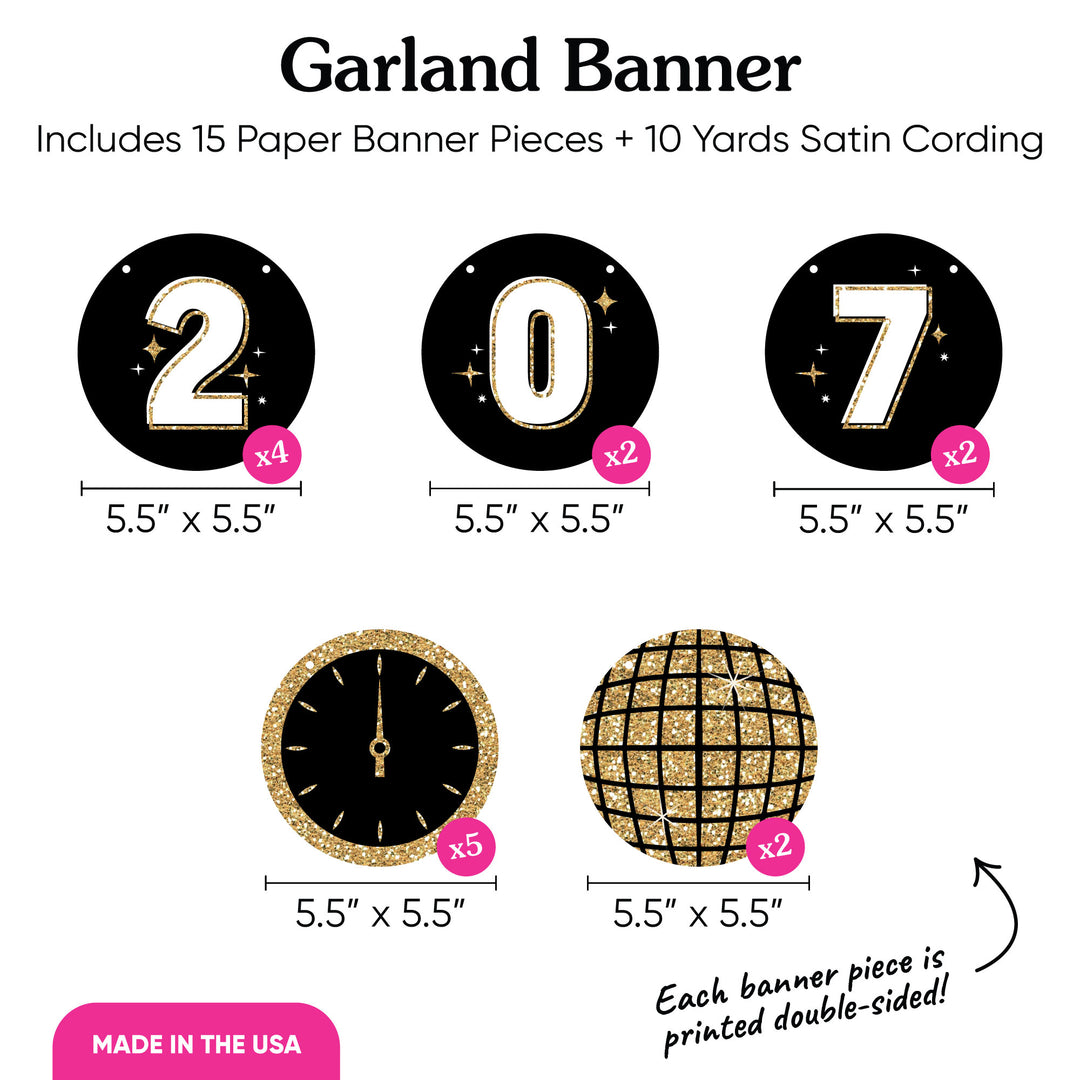 Hello New Year Garland Banner - 15 Pc