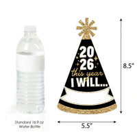 Hello New Year Cone Hats - 8 Ct