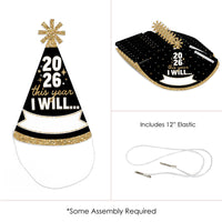 Hello New Year Cone Hats - 8 Ct