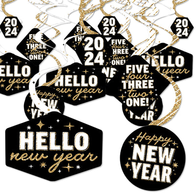 Hello New Year - 2024 NYE Party Hanging Decor - Party Decoration Swirls - Set of 40