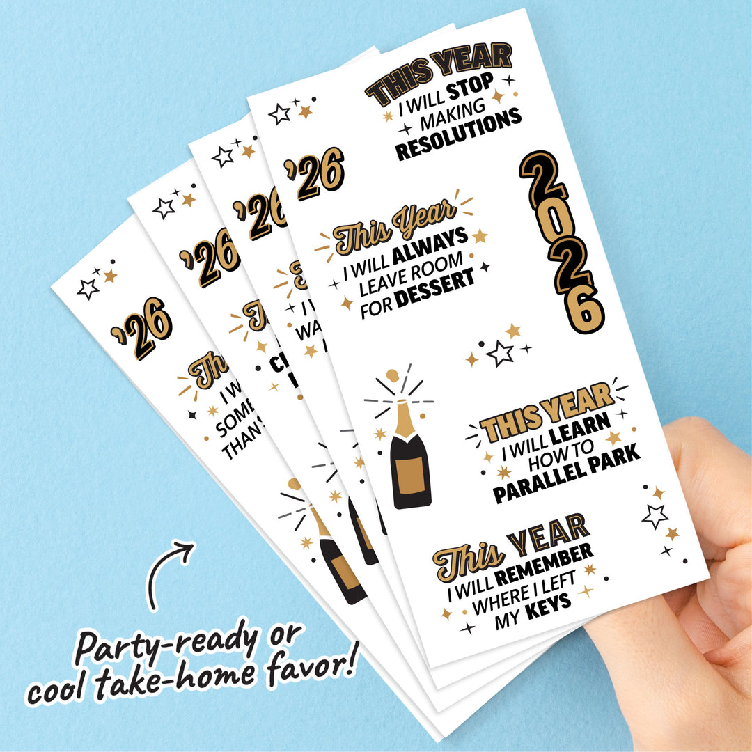 Happy New Year Resolution Temporary Tattoos - 120 Ct