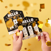 Hello New Year - NYE Party Game Pickle Cards - Pull Tabs 3-in-a-Row - Set of 12