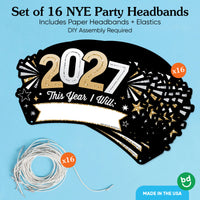 Hello New Year’s Eve Resolution Party Headbands - 16 Ct