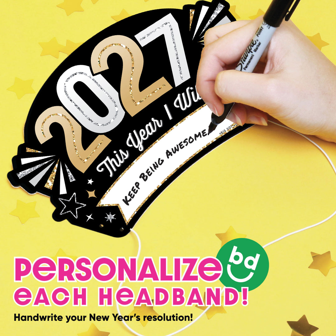 Hello New Year’s Eve Resolution Party Headbands - 16 Ct