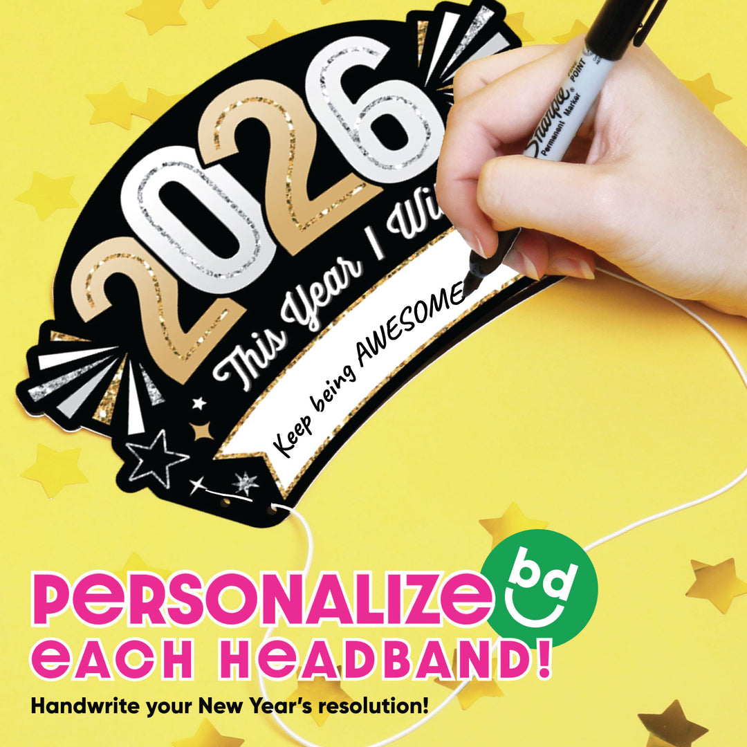 Hello New Year’s Eve Resolution Party Headbands - 16 Ct