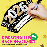 Hello New Year’s Eve Resolution Party Headbands - 16 Ct