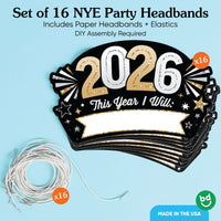 Hello New Year’s Eve Resolution Party Headbands - 16 Ct