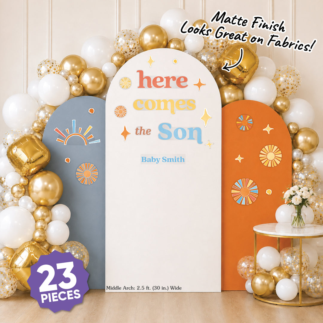 Custom Text Here Comes The Son Backdrop Decals