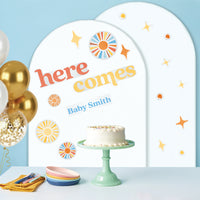 Custom Text Here Comes The Son Backdrop Decals