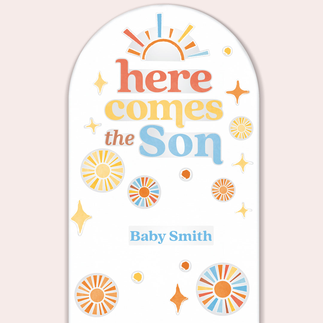 Custom Text Here Comes The Son Backdrop Decals