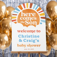 Personalized Text Here Comes The Son Baby Shower Welcome Sign (Select Your Size)