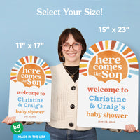 Personalized Text Here Comes The Son Baby Shower Welcome Sign (Select Your Size)