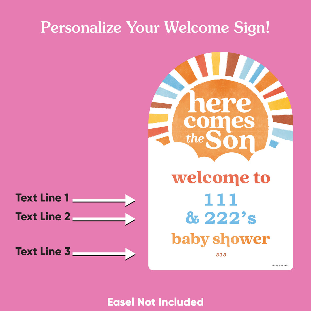 Personalized Text Here Comes The Son Baby Shower Welcome Sign (Select Your Size)