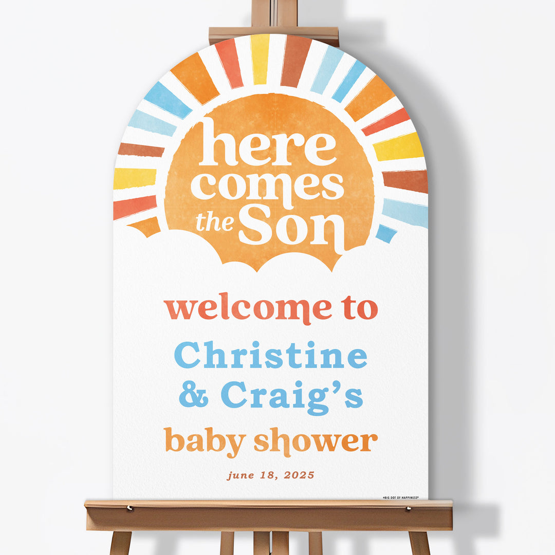 Personalized Text Here Comes The Son Baby Shower Welcome Sign (Select Your Size)