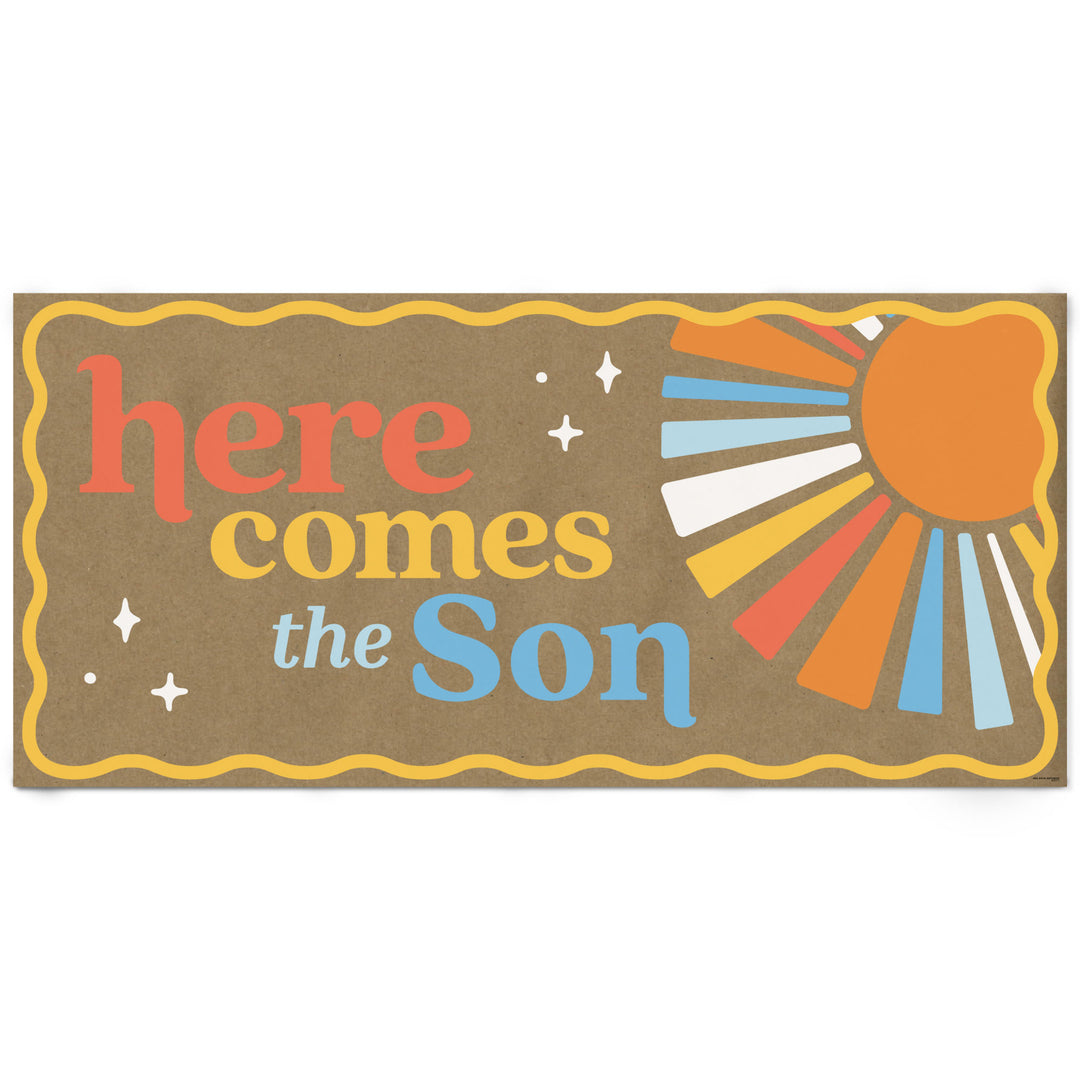 Here Comes the Son kraft paper banner for boy baby shower