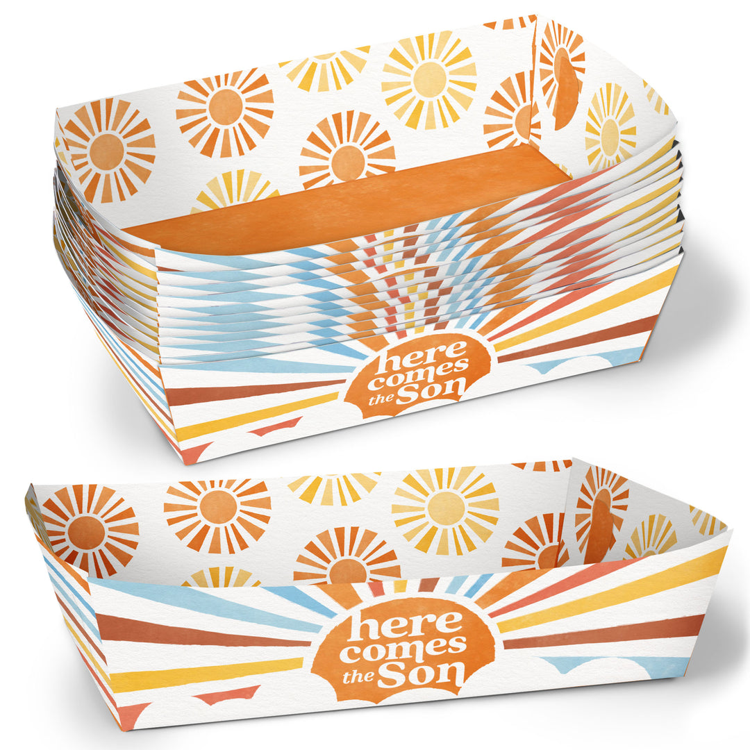 Here Comes The Son Paper Food Trays - 12 Ct