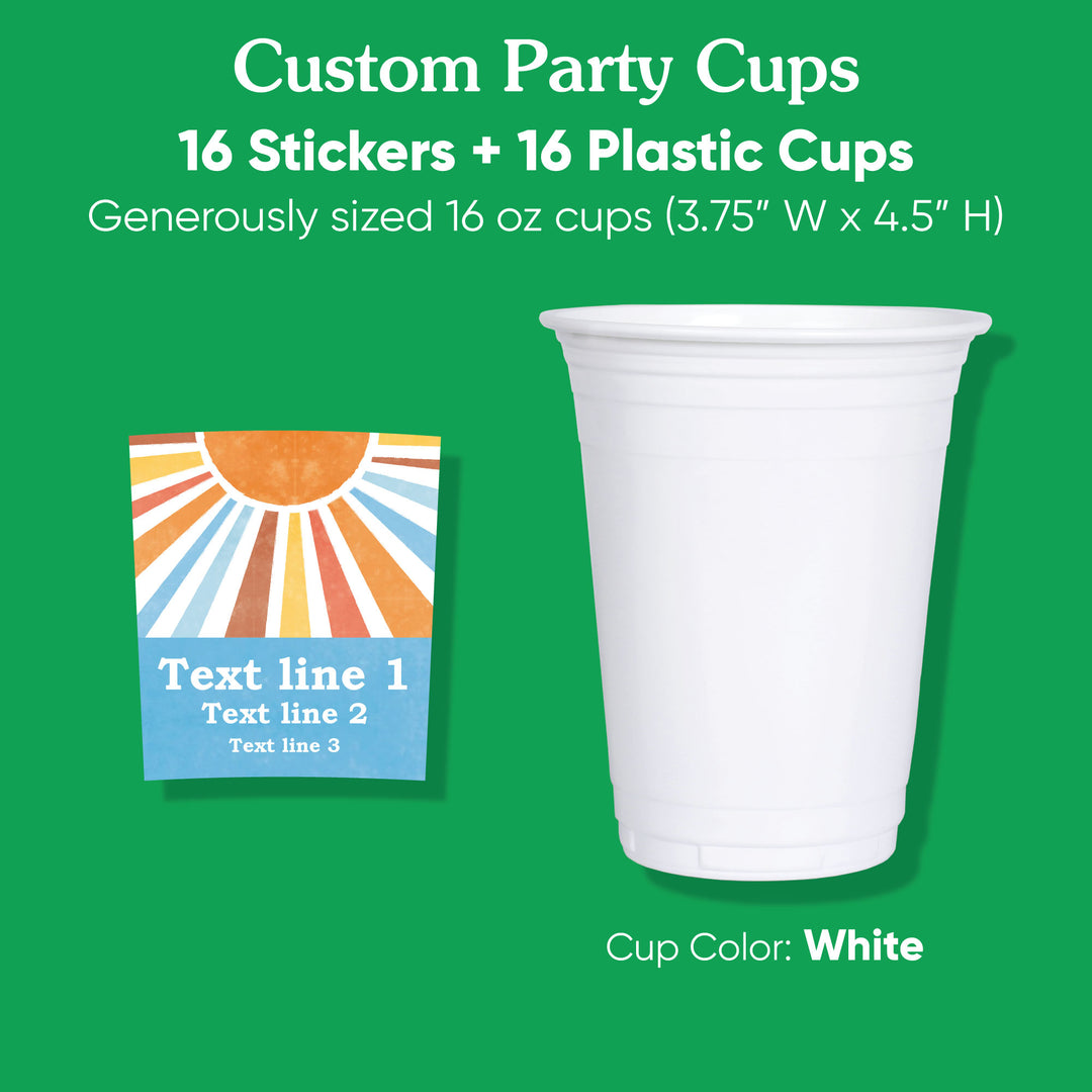 Custom Text Party Cups - Here Comes the Son - 16 Ct