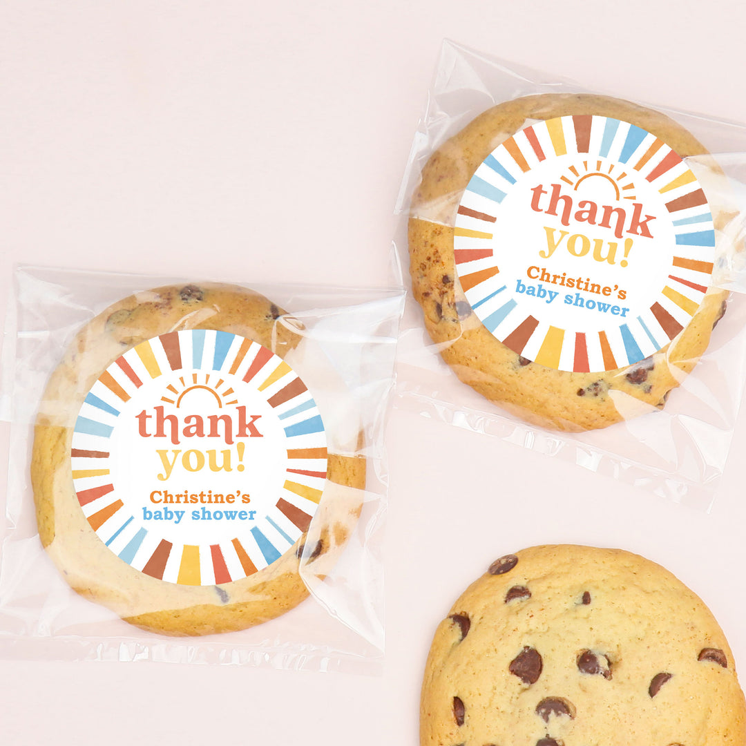 Custom Text Stickers & Clear Cookie Bags - Here Comes The Son