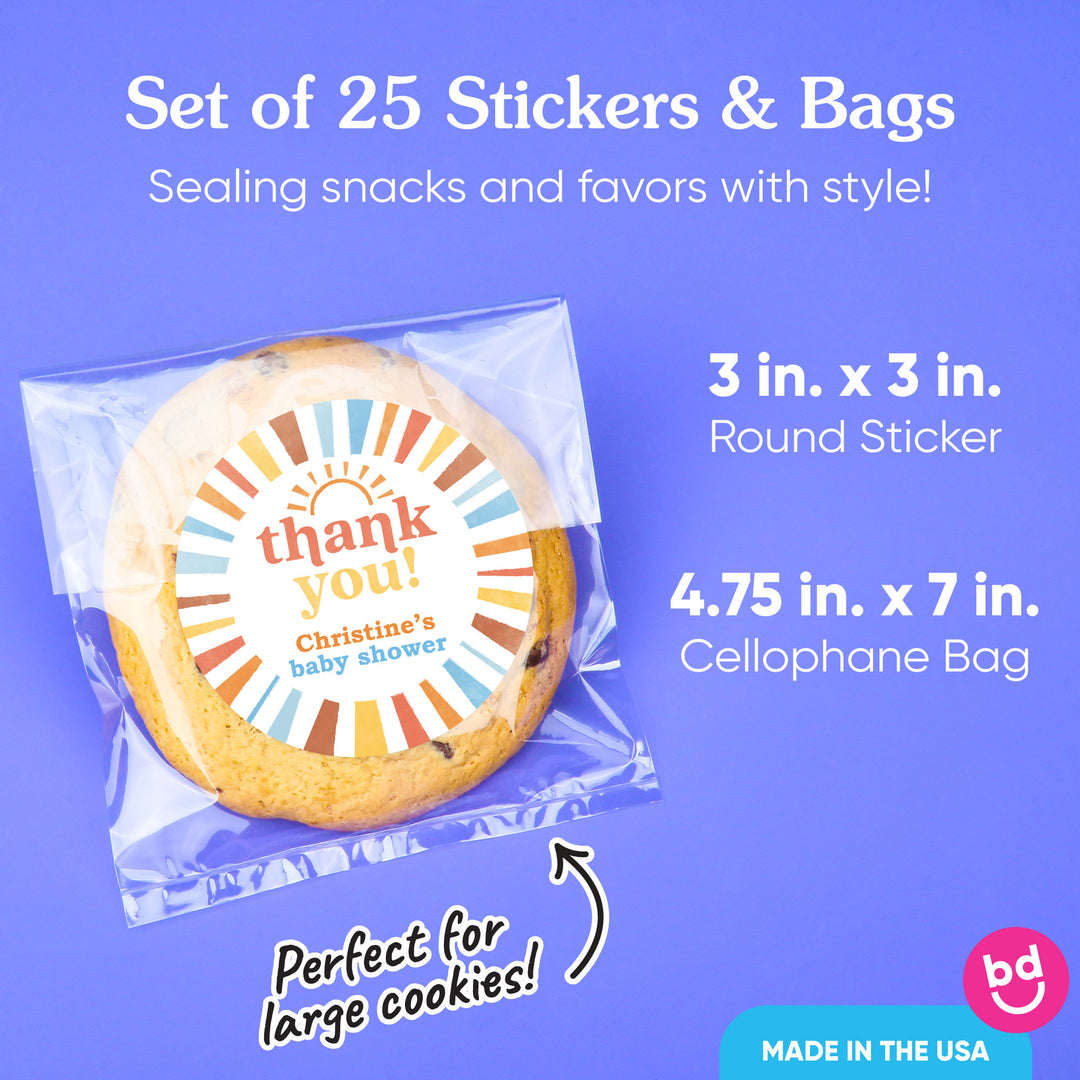 Custom Text Stickers & Clear Cookie Bags - Here Comes The Son