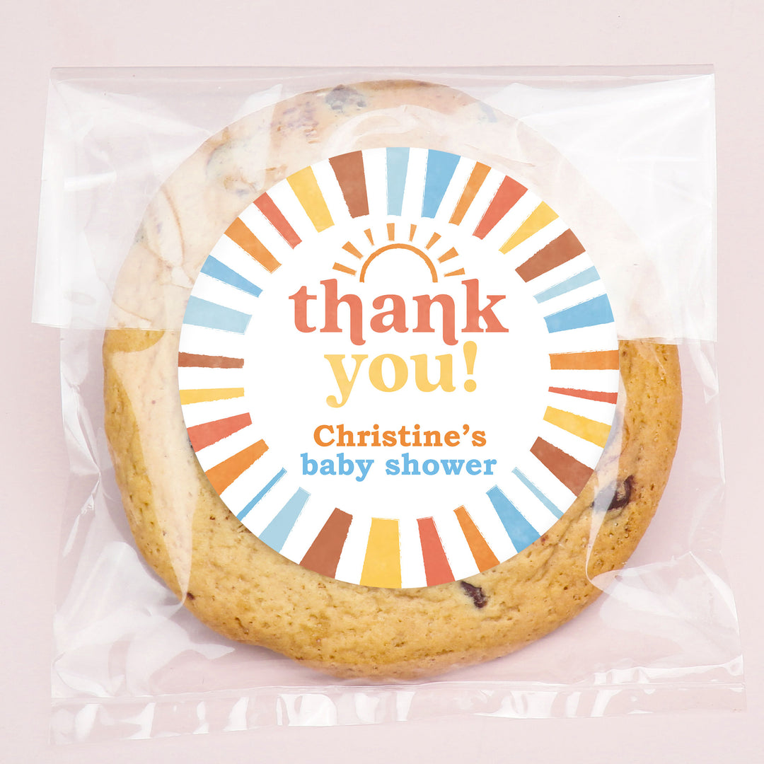 Custom Text Stickers & Clear Cookie Bags - Here Comes The Son