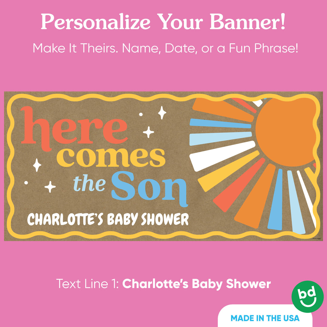 Custom shower title and date detail on sunshine banner