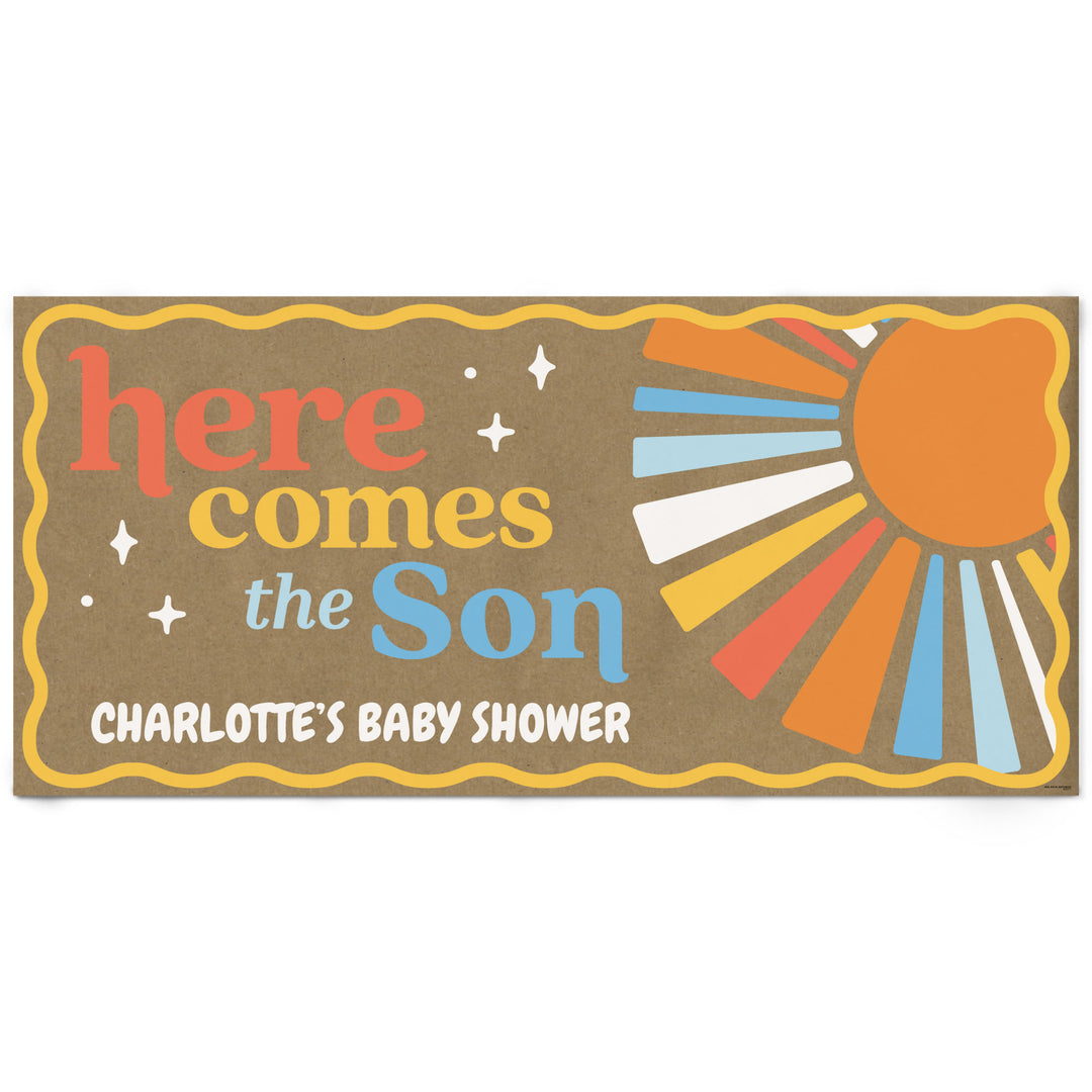 Here Comes The Son personalized sunshine baby shower banner