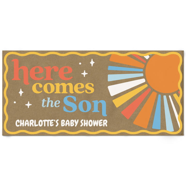 Here Comes The Son personalized sunshine baby shower banner