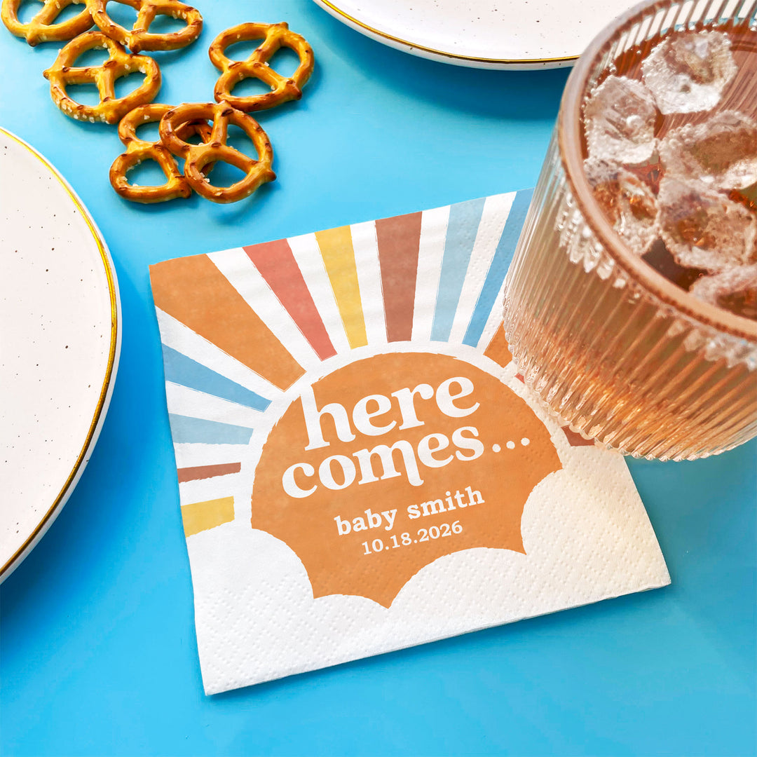 Custom Text - Here Comes The Son Napkins - 50 Ct