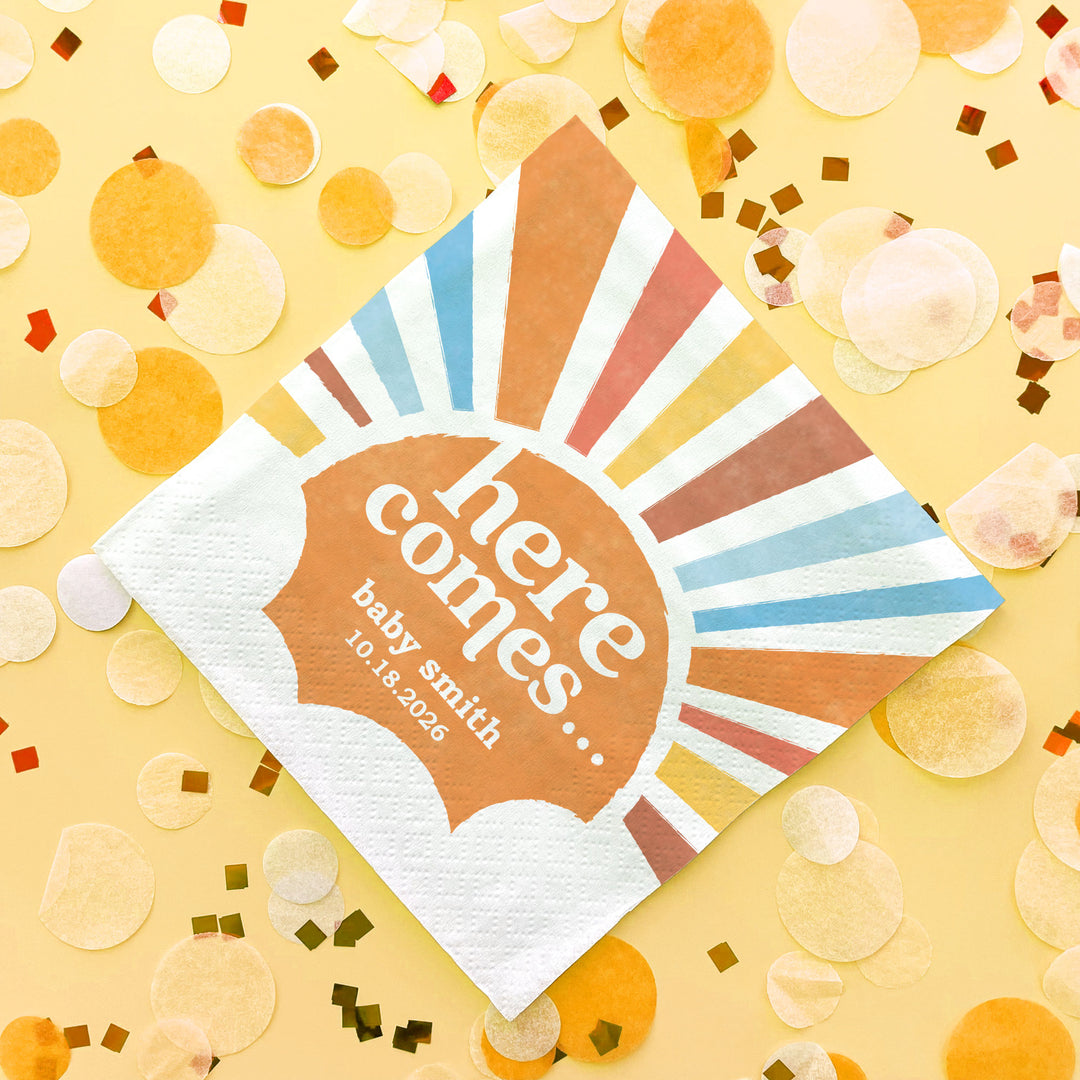 Custom Text - Here Comes The Son Napkins - 50 Ct
