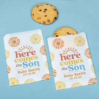Custom Text Paper Treat Bags - Here Comes The Son - 25 Ct
