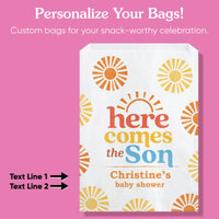 Custom Text Paper Treat Bags - Here Comes The Son - 25 Ct