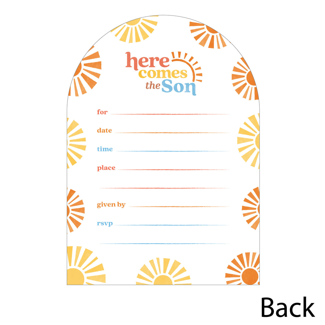 Here Comes The Son Shaped Fill-In Invitations - 12 Ct